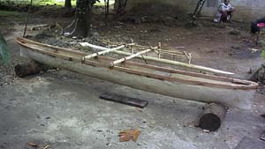 Finished canoe --- side view